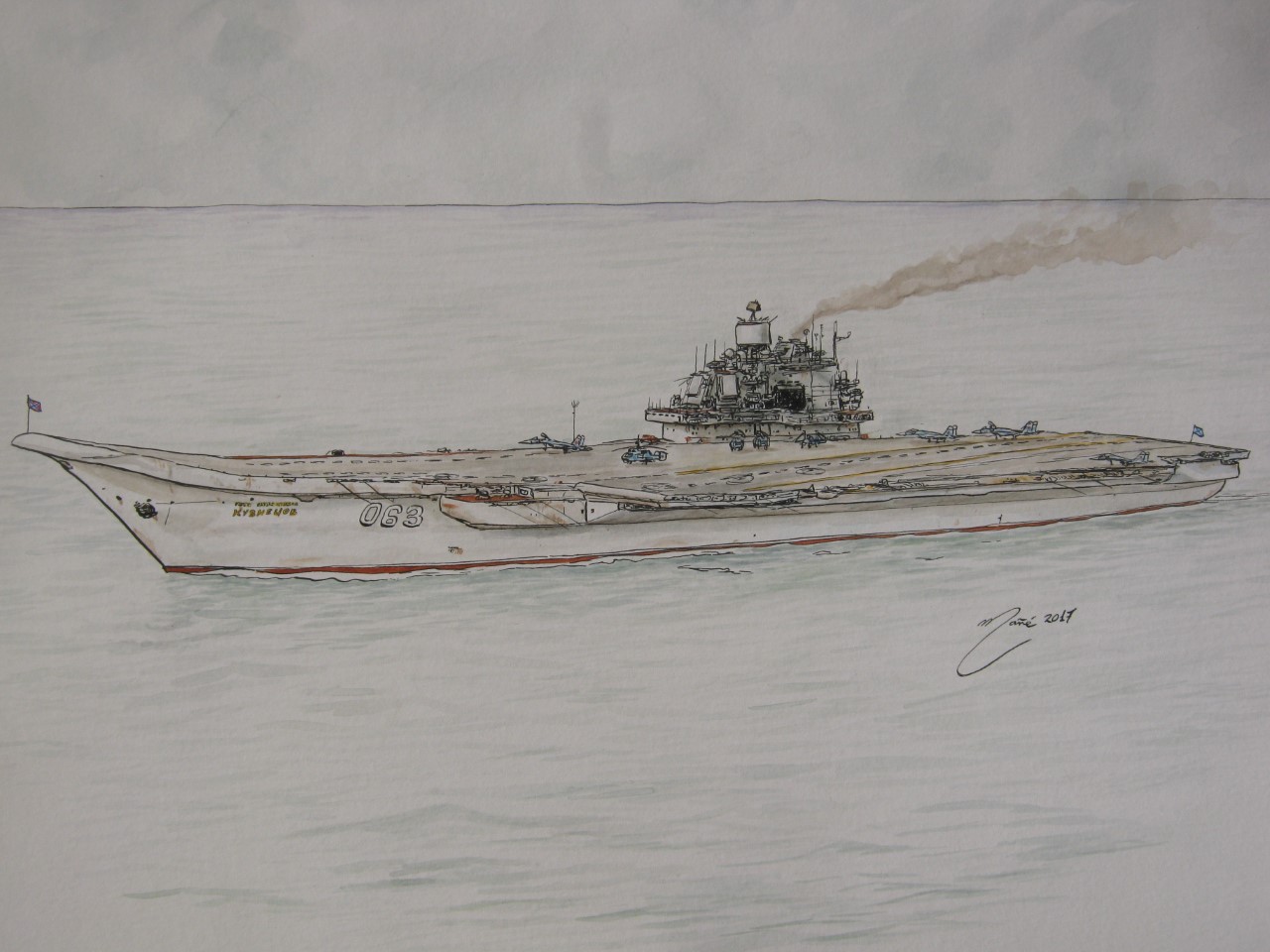 Рисунок крейсера Адмирал Кузнецова