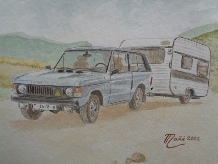 Range Rover 4x4. Técnica aquarel.la. Dibuix de Joan Mañé